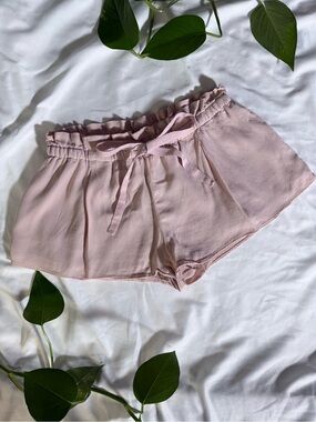 Wilfred Pale Pink High-Waist Paperbag Shorts | Size XXS